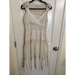 Sundance Ivory Cotton Crocheted Midi Dress Size 8